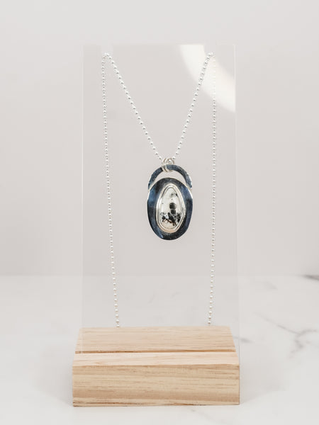 Silver Pendant Necklace with White Buffalo Turquoise (335